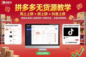 拼多多无货源教学,淘上拼+拼上拼+抖上拼,精细化蓝海+运营进阶+终极玩法,全套运营教程-世康聊项目