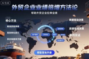 外贸企业业绩倍增方法论,帮助外贸企业拉伸业绩-世康聊项目