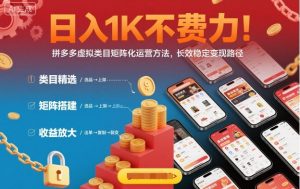 日入1K不费力！拼多多虚拟类目矩阵化运营方法，长效稳定变现路径-世康聊项目