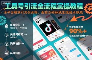 工具号引流全流程保姆级实操教程，全平台精准引流创业粉，最前沿的私域变现技术赋能-世康聊项目