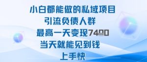 2025年小白都能做的私域项目引流负债人群最高一天变现1k+高变现难度低当天就能见到钱上手快-世康聊项目