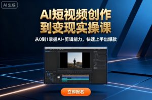 AI短视频创作到变现实操课,从0到1掌握AI+剪辑能力,快速上手出爆款(更新10月)-世康聊项目