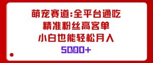 萌宠赛道，全平台通吃，精准粉丝高客单，小白也能轻松月入5k-世康聊项目