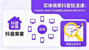 实体商家抖音投流课:抖音来客入驻装修,手机电脑端全渠道投放,数据分析优化-世康聊项目