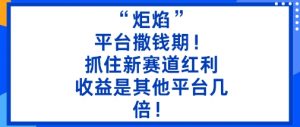 “炬焰”:平台撒钱期!抓住新赛道红利,5分钟二创内容,收益是其他平台几倍!-世康聊项目