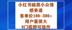 小红书暗黑小众情感赛道，客单价100-300+用户量很大，0门槛即可操作-世康聊项目