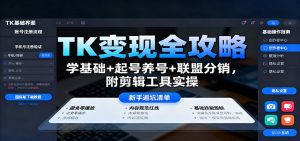 TK变现全攻略:学基础+起号养号+联盟分销,附剪辑工具实操-世康聊项目