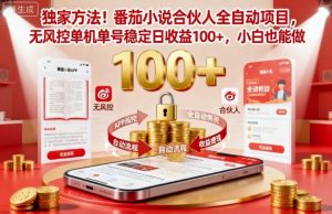 独家方法！番茄小说合伙人全自动挂G项目，无风控单机单号稳定日收益100+，小白也能做【揭秘】-世康聊项目