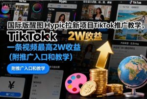 国际版醒图Hypic拉新项目TikTok推广教学，一条视频最高2W收益(附推广入口和教学)-世康聊项目