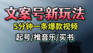 文案号新玩法，5分钟一条爆款视频，流量高，起号快，多方位变现-世康聊项目