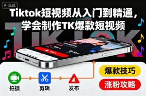 Tiktok短视频从入门到精通，学会制作TK爆款短视频-世康聊项目