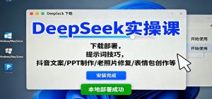 DeepSeek实操课：下载部署，提示词技巧，抖音文案/PPT制作/老照片修复/表情包创作等-世康聊项目