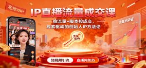 IP直播流量成交课：偷流量+脚本控成交，线索驱动的创始人IP方法论-世康聊项目