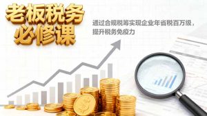 老板税务必修课，通过合规税筹实现企业年省税百万级，提升税务免疫力-世康聊项目