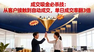 吸金成交营销必杀技：从客户接触到自动成交，单日成交率翻3倍-世康聊项目