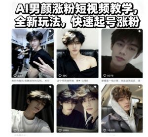 AI男颜涨粉短视频教学，全新玩法，快速起号涨粉-世康聊项目