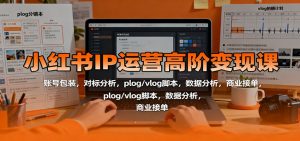 小红书IP运营高阶变现课：账号包装，对标分析，plog/vlog脚本，数据分析，商业接单-世康聊项目