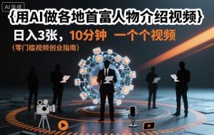 用AI做各地首富人物介绍视频，日入3张，10分钟一个视频-世康聊项目