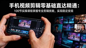 手机视频剪辑零基础直达精通:100节实操课程掌握专业剪辑技能,实现稳…-世康聊项目
