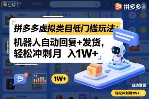 拼多多虚拟类目低门槛玩法:机器人自动回复+发货,轻松冲刺月入1W+-世康聊项目