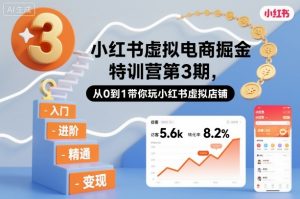 小红书虚拟电商掘金特训营第3期，从0到1带你玩小红书虚拟店铺-世康聊项目