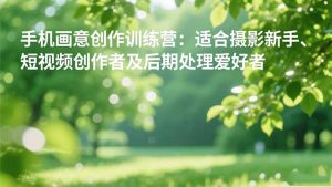 手机摄影之画意创作训练营：适合摄影新手、短视频创作者及后期处理爱好者-世康聊项目