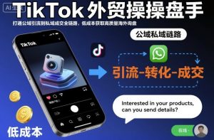 TikTok外贸操盘手，打通公域引流到私域成交全链路，低成本获取高质量海外询盘-世康聊项目