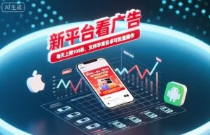 新台看广告,养好机一条5毛到5块,单机日入30到100,支持苹果安卓,可批量操作。-世康聊项目