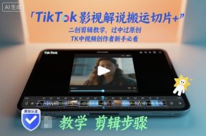 TikTok影视解说搬运切片+二创剪辑教学,过中过原创,TK中视频创作者新手必看-世康聊项目