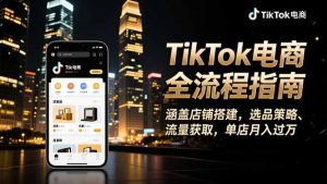TikTok电商全流程指南，涵盖店铺搭建、选品策略、流量获取，单店月入过万-世康聊项目