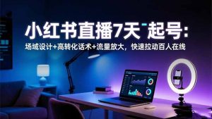 小红书直播7天起号：场域设计+高转化话术+流量放大，快速拉动百人在线-世康聊项目