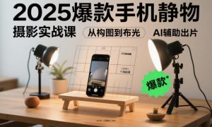 2025爆款手机静物摄影实战课,从构图到布光,不用贵设备,AI辅助出片-世康聊项目