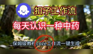 Coze扣子工作流一键生成每天认识一种中药短视频,保姆级搭建教学-世康聊项目