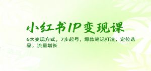 小红书IP变现课：6大变现方式，7步起号，爆款笔记打造，定位选品，流量增长-世康聊项目