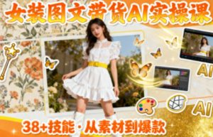 女装图文带货的AI实操课，覆盖38个实用技能，快速提升素材制作效率-世康聊项目