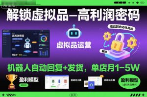 解锁虚拟品高利润密码：机器人自动回复+发货，单店月1-5W【揭秘】-世康聊项目