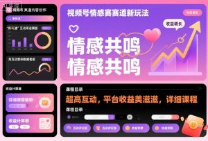 视频号情感赛道新玩法，超高互动，平台收益美滋滋，详细课程-世康聊项目