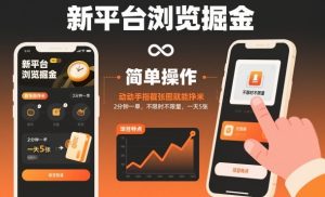 新平台浏览掘金,动动手指截张图就能挣米,2分钟一单,不限时不限量,一天5张【揭秘】-世康聊项目