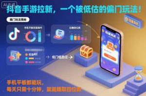 抖音手游拉新,一个被低估的偏门玩法!手机平板都能玩,每天只需十分钟,就能賺取四位数【揭秘】-世康聊项目