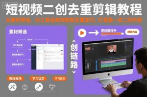 短视频二创去重剪辑教程，从素材筛选、AI工具运用到智能去重技巧，打造独一无二的内容-世康聊项目