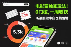 电影票独家玩法!0门槛,一周收获5.3k,听话照做小白也能落地【揭秘】-世康聊项目