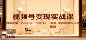 视频号变现实战课:流量逻辑、选品排品、投流技巧,覆盖开店到复盘全流程-世康聊项目