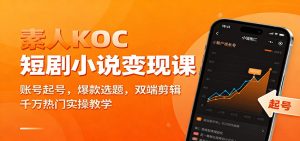 素人KOC短剧小说变现课:账号起号,爆款选题,双端剪辑,千万热门实操教学-世康聊项目