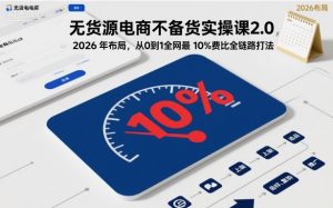 无货源电商不备货实操课2.0,2026年布局,从0到1全网最低10%费比全链路打法【更新】-世康聊项目