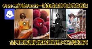 coze智能体sora2一键生成电商带货高端视频工作流保姆级拆解教程,无需剪辑,无需拍摄-世康聊项目