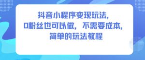 抖音小程序变现玩法,0粉丝也可以做,不需要成本,简单的玩法教程-世康聊项目