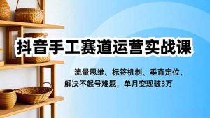 抖音手工赛道运营实战课，流量思维、标签机制、垂直定位，解决不起号难题，单月变现破3万-世康聊项目