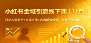 小红书全域引流线下课(11月):行业大盘解析+实操方法+大咖成长经验,全程干货落地-世康聊项目
