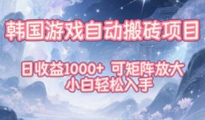 韩国游戏自动搬砖项目,日收益1k+,可矩阵放大,小白轻松入手【揭秘】-世康聊项目