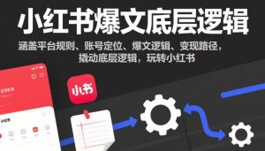 小红书爆文底层逻辑，涵盖平台规则、账号定位、爆文逻辑、变现路径，撬动底层逻辑，玩转小红书-世康聊项目